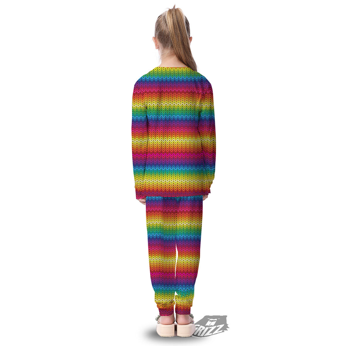 Mexican Rainbow Knitted Print Pattern Kid's Pajamas-grizzshop