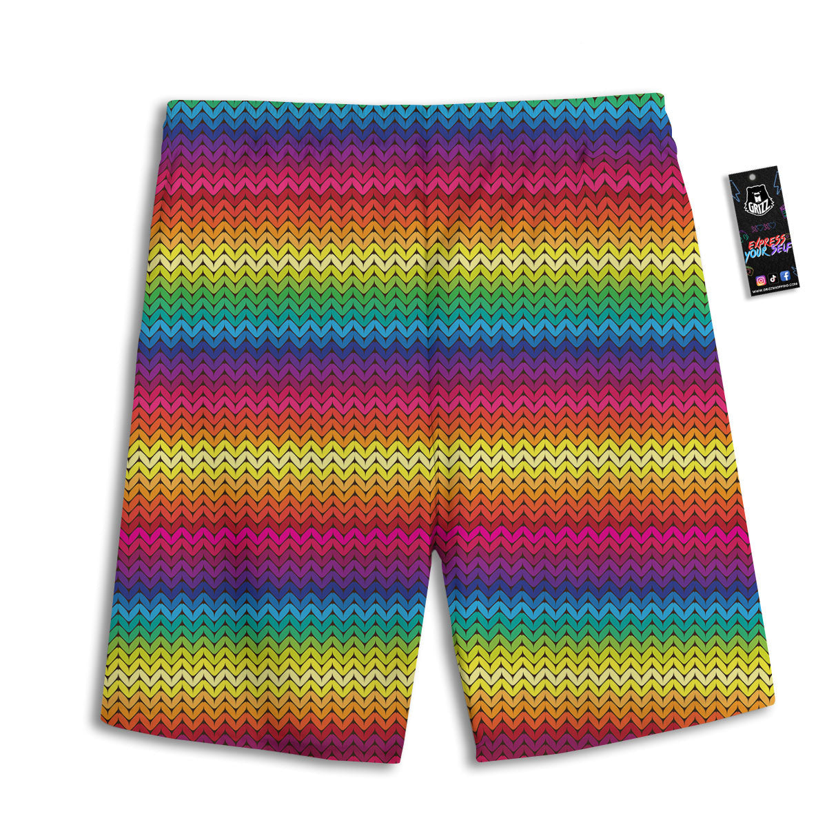 Mexican Rainbow Knitted Print Pattern Men's Athletic Shorts