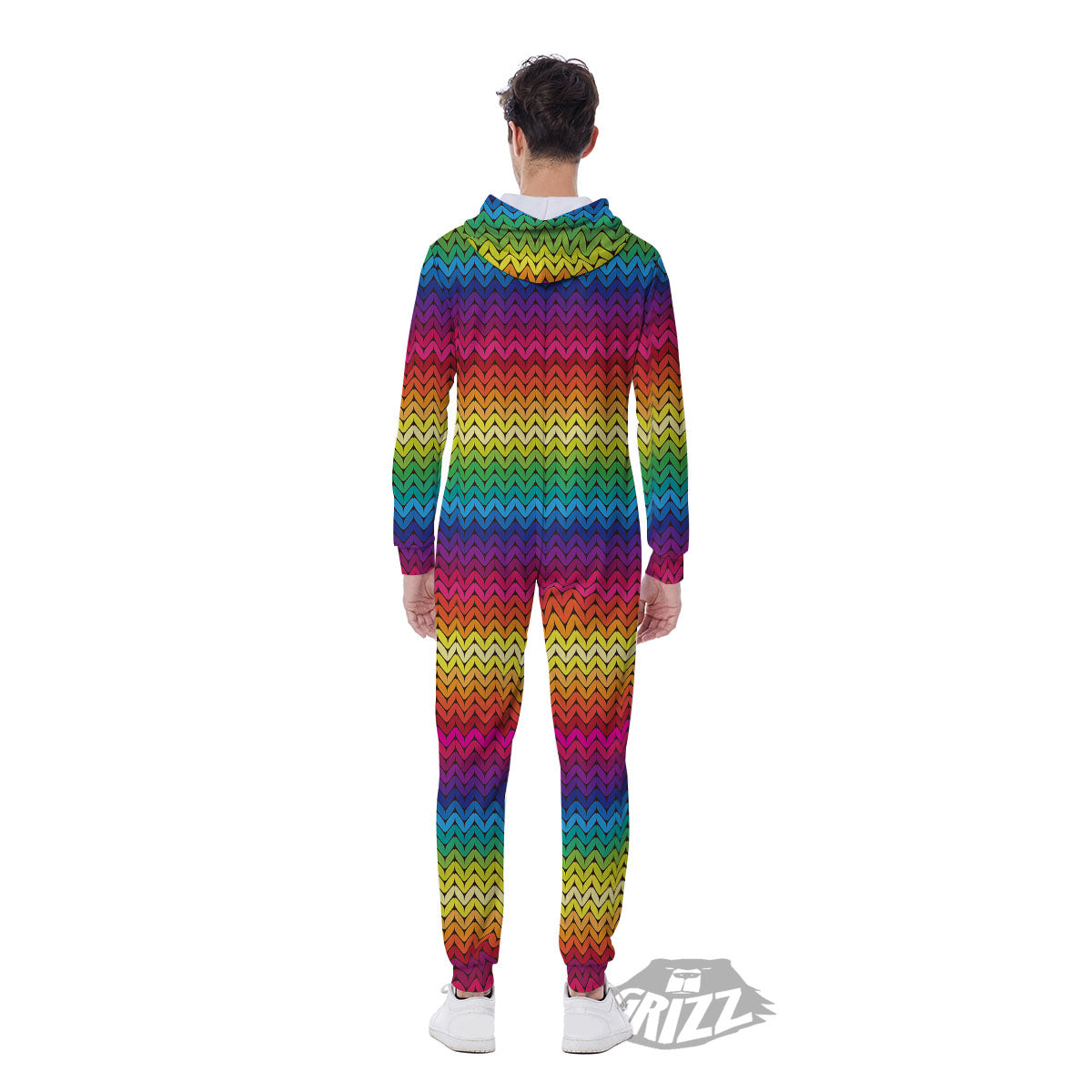 Mexican Rainbow Knitted Print Pattern Men's Jumpsuit-grizzshop