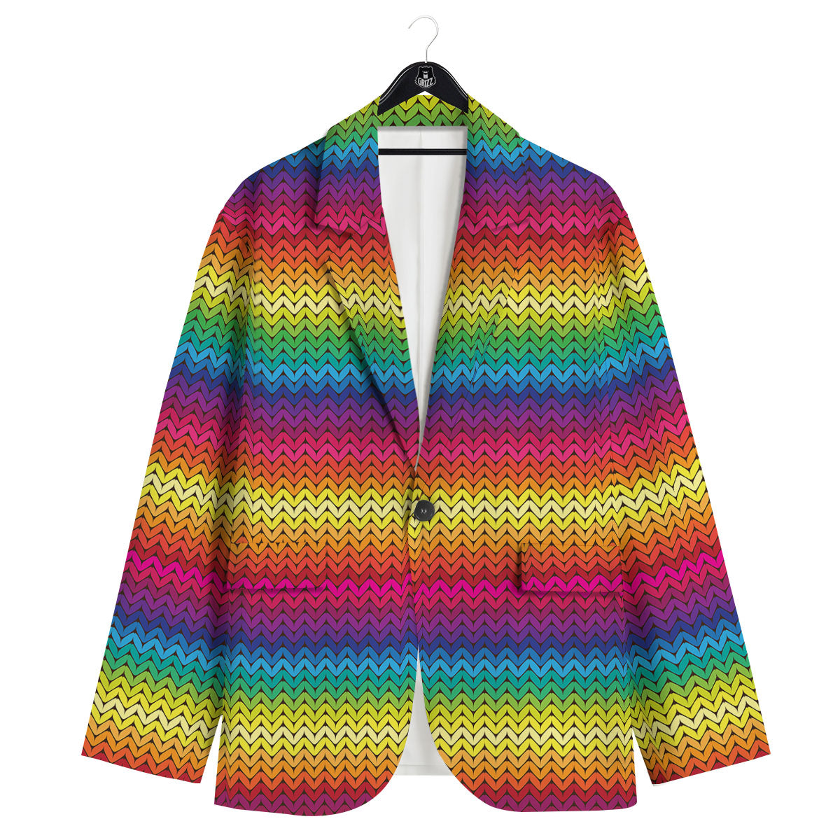 Mexican Rainbow Knitted Print Pattern Men's Sport Coat-grizzshop