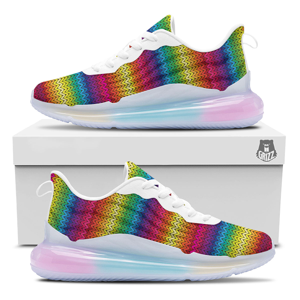Mexican Rainbow Knitted Print Pattern Running Sneakers-grizzshop