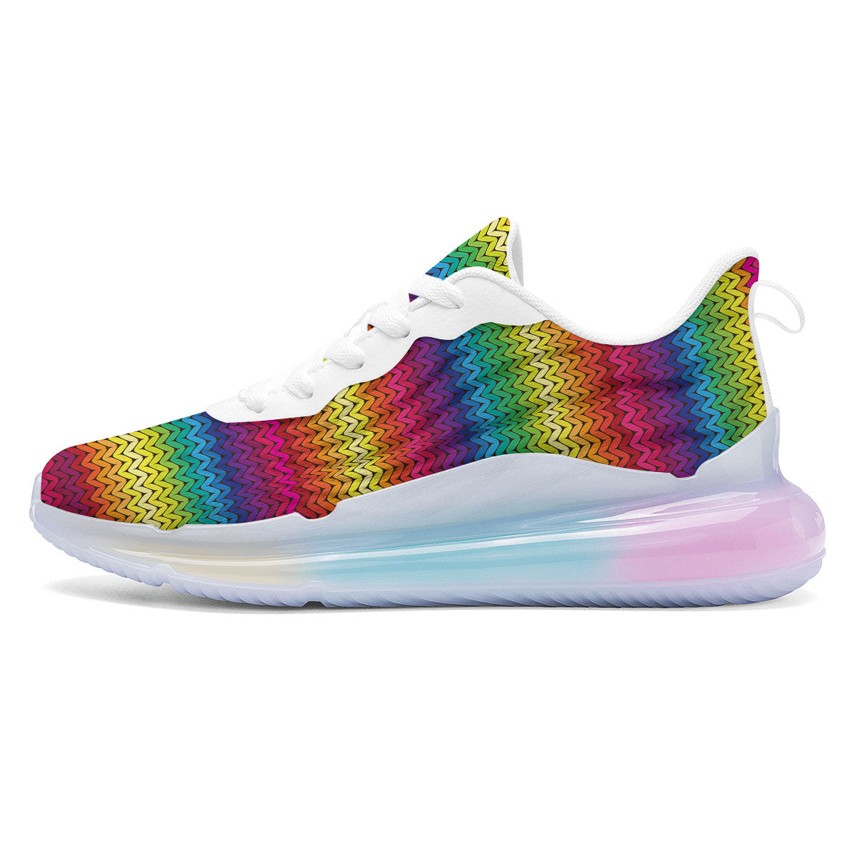 Mexican Rainbow Knitted Print Pattern Running Sneakers-grizzshop