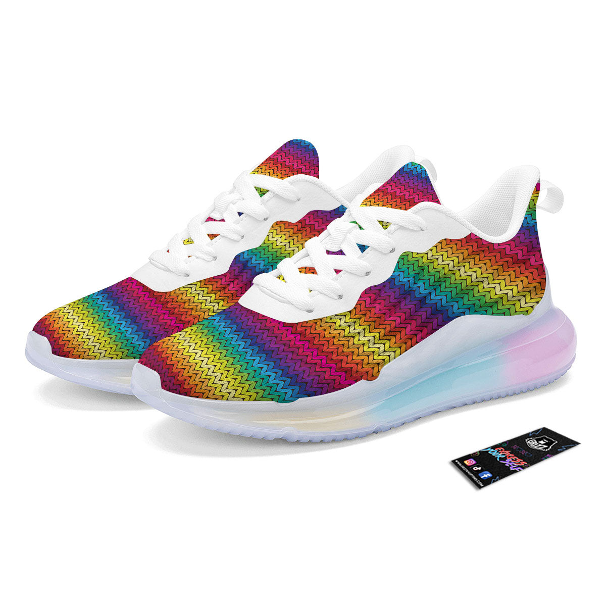 Mexican Rainbow Knitted Print Pattern Running Sneakers-grizzshop
