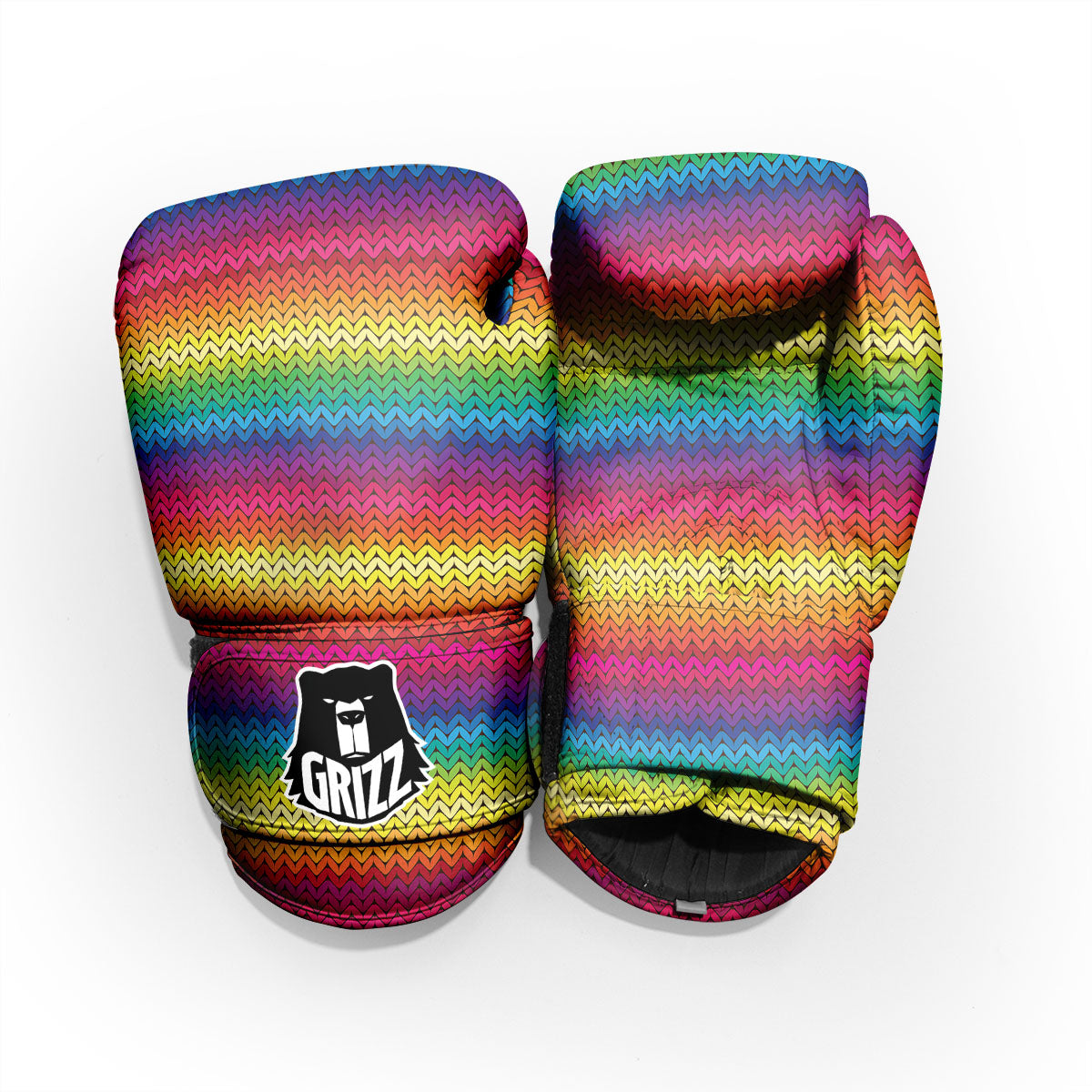 Mexican Rainbow Knitted Print Pattern Pro Boxing Glove