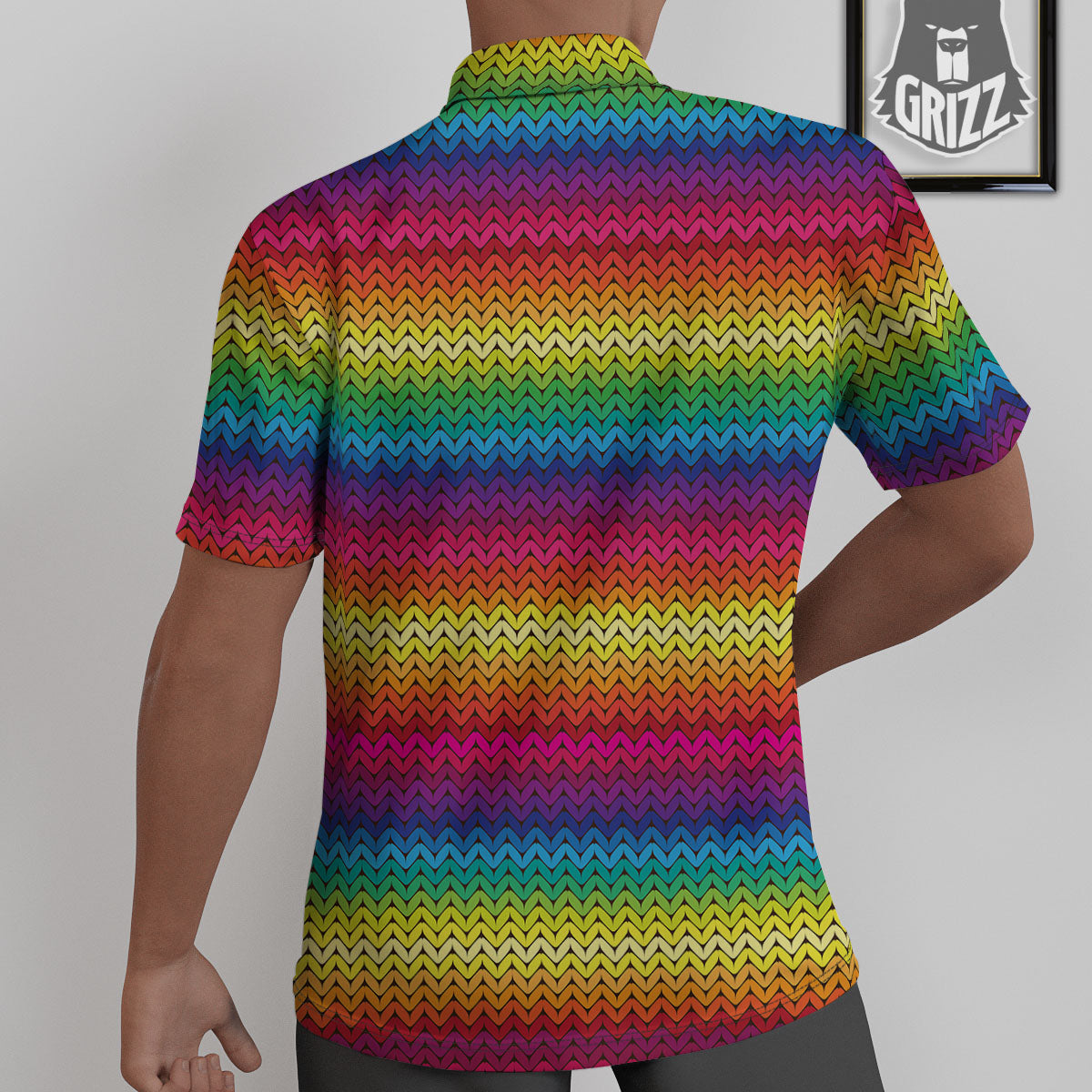 Mexican Rainbow Knitted Print Pattern Untucked Shirts-grizzshop