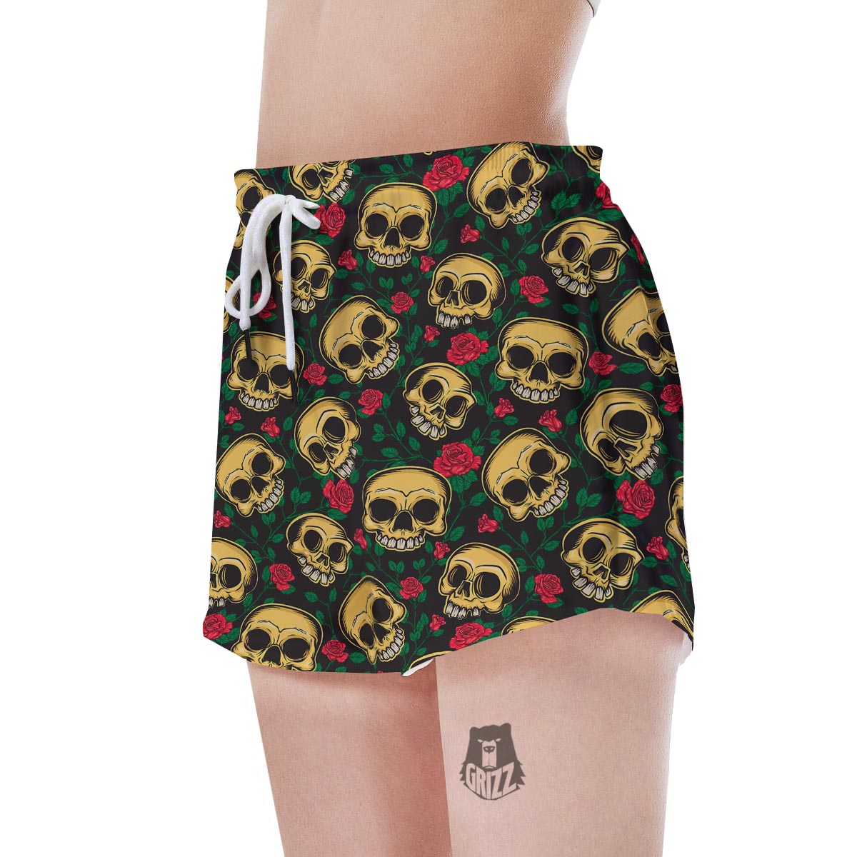 Mexican Rose Skull Women's Shorts-grizzshop
