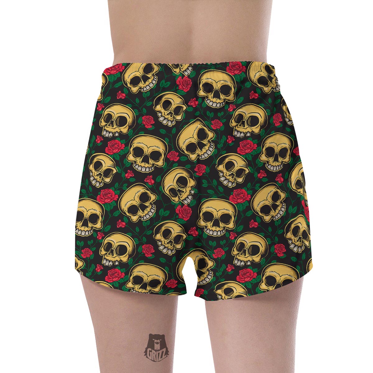 Mexican Rose Skull Women's Shorts-grizzshop