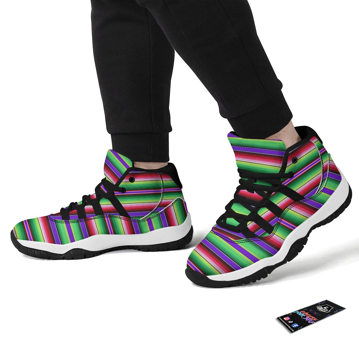 Mexican Serape Blanket Baja Pattern Print Black Bball Shoes-grizzshop