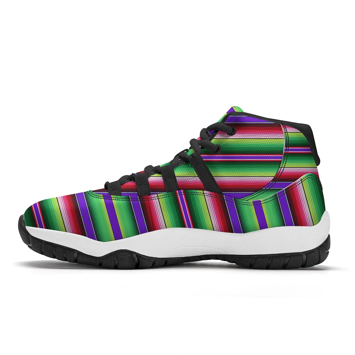 Mexican Serape Blanket Baja Pattern Print Black Bball Shoes-grizzshop