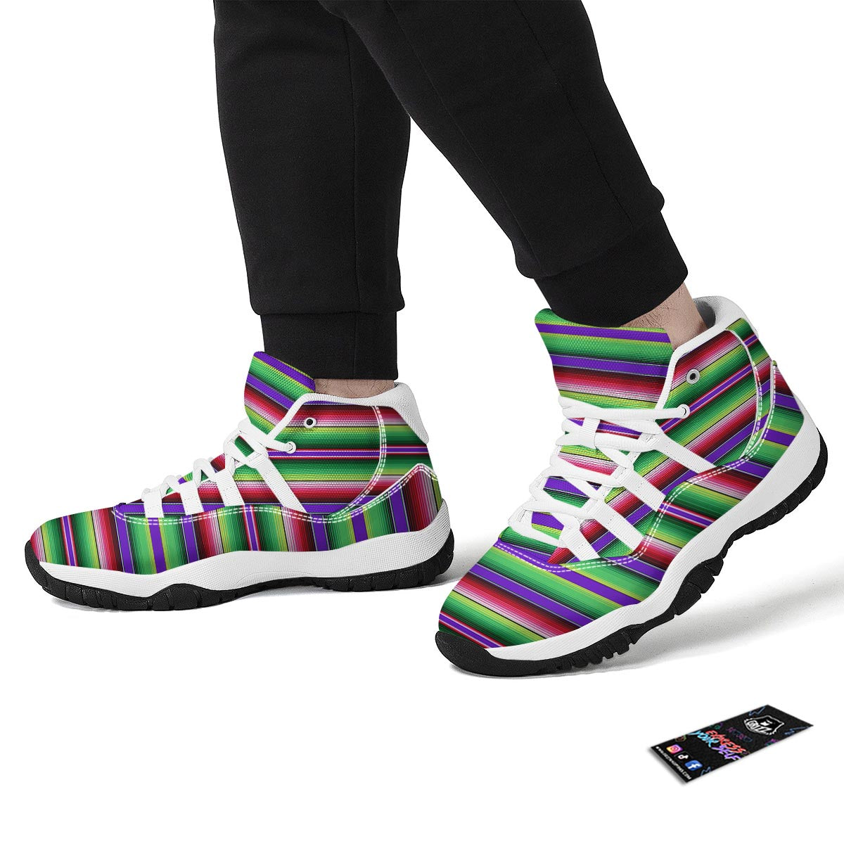 Mexican Serape Blanket Baja Pattern Print White Bball Shoes-grizzshop