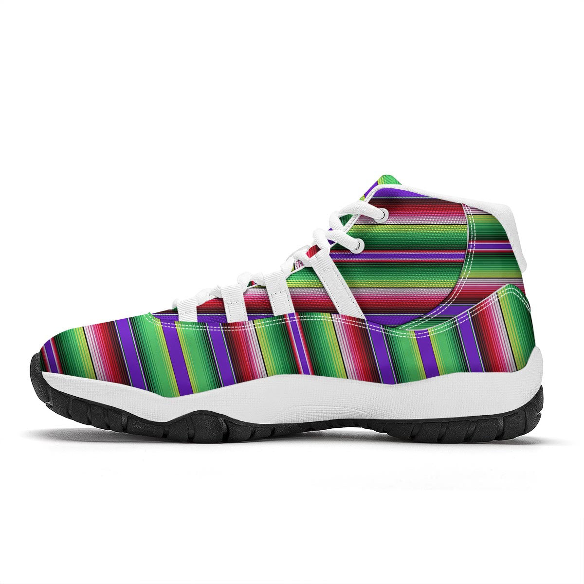Mexican Serape Blanket Baja Pattern Print White Bball Shoes-grizzshop