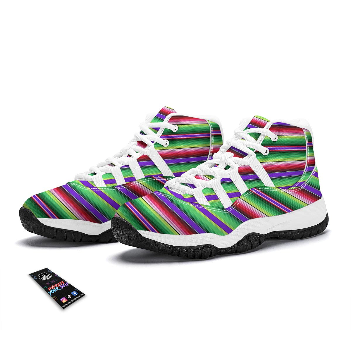 Mexican Serape Blanket Baja Pattern Print White Bball Shoes-grizzshop