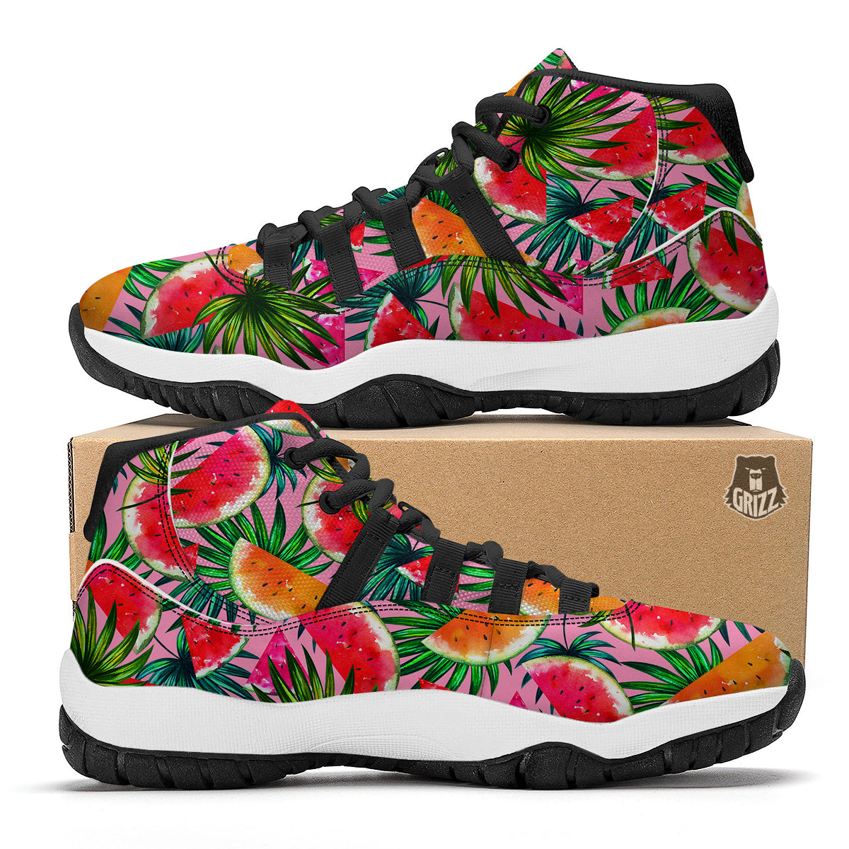 Mexican Serape Grey Orange Print Black Bball Shoes-grizzshop