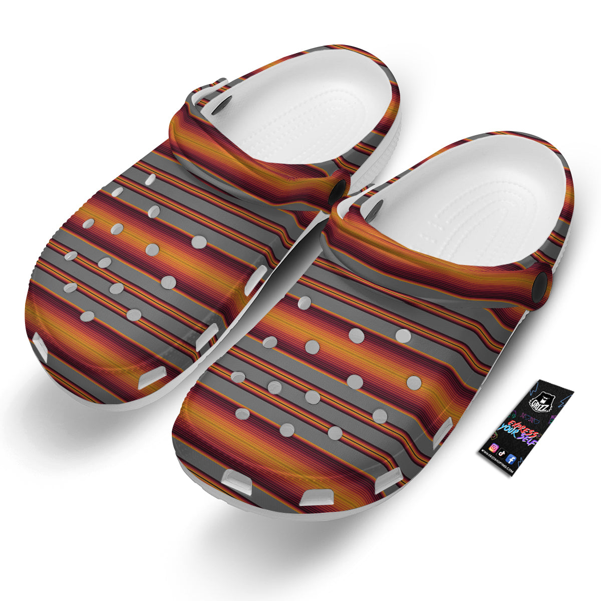 Mexican Serape Grey Orange Print Clog-grizzshop