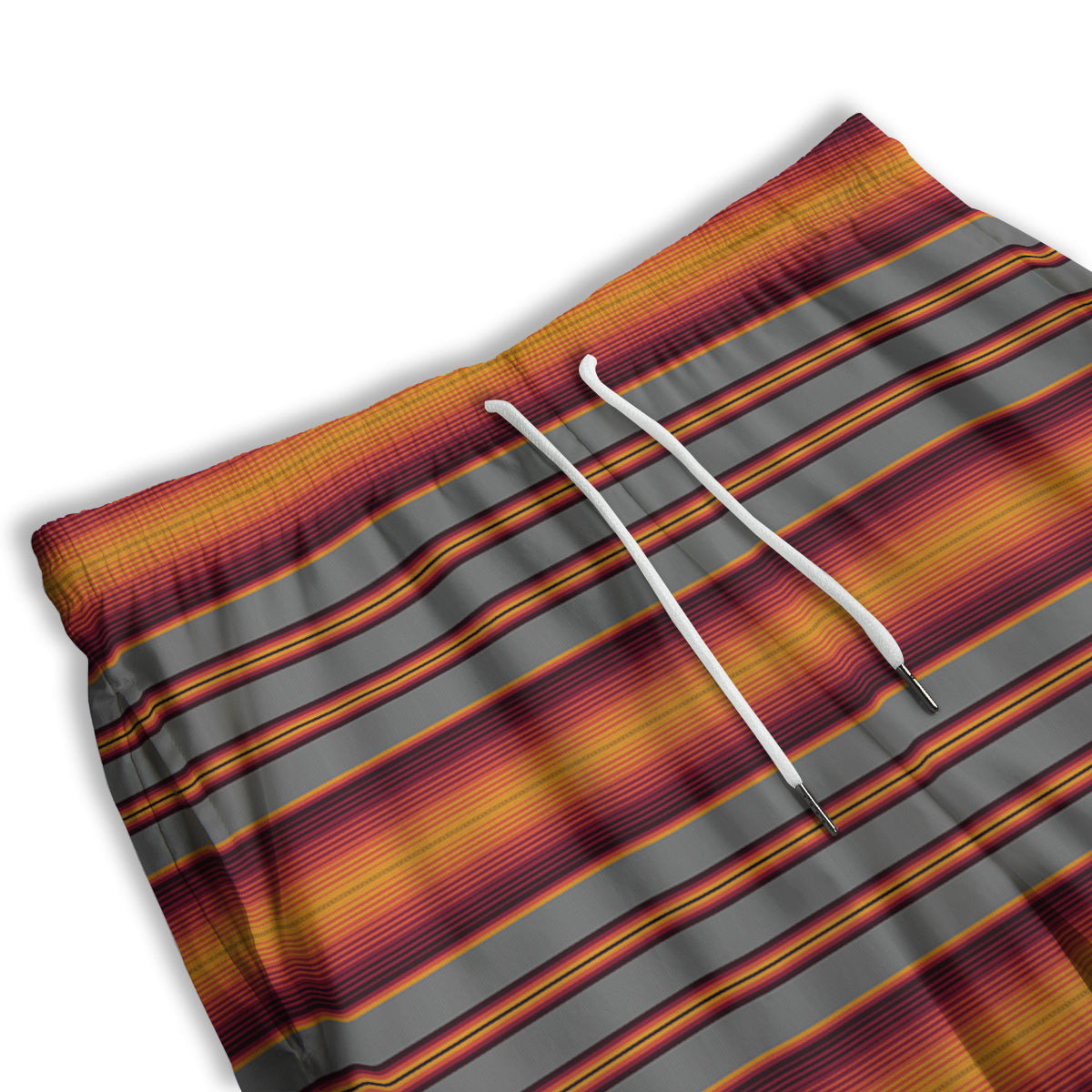 Mexican Serape Grey Orange Print Men's Athletic Shorts