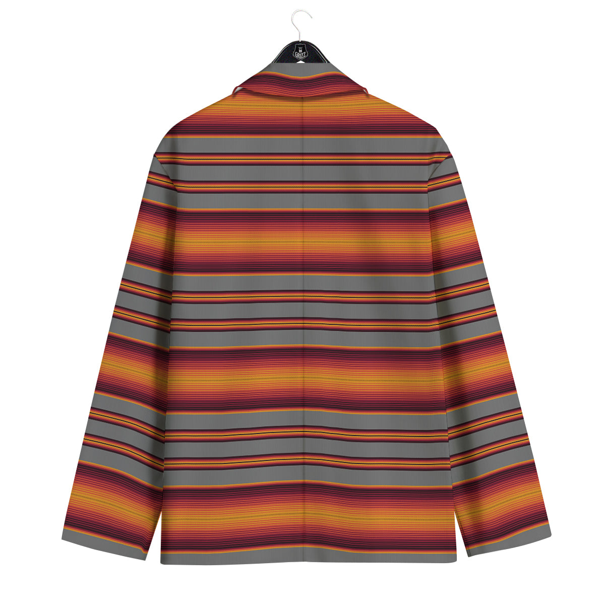 Mexican Serape Grey Orange Print Men's Sport Coat-grizzshop