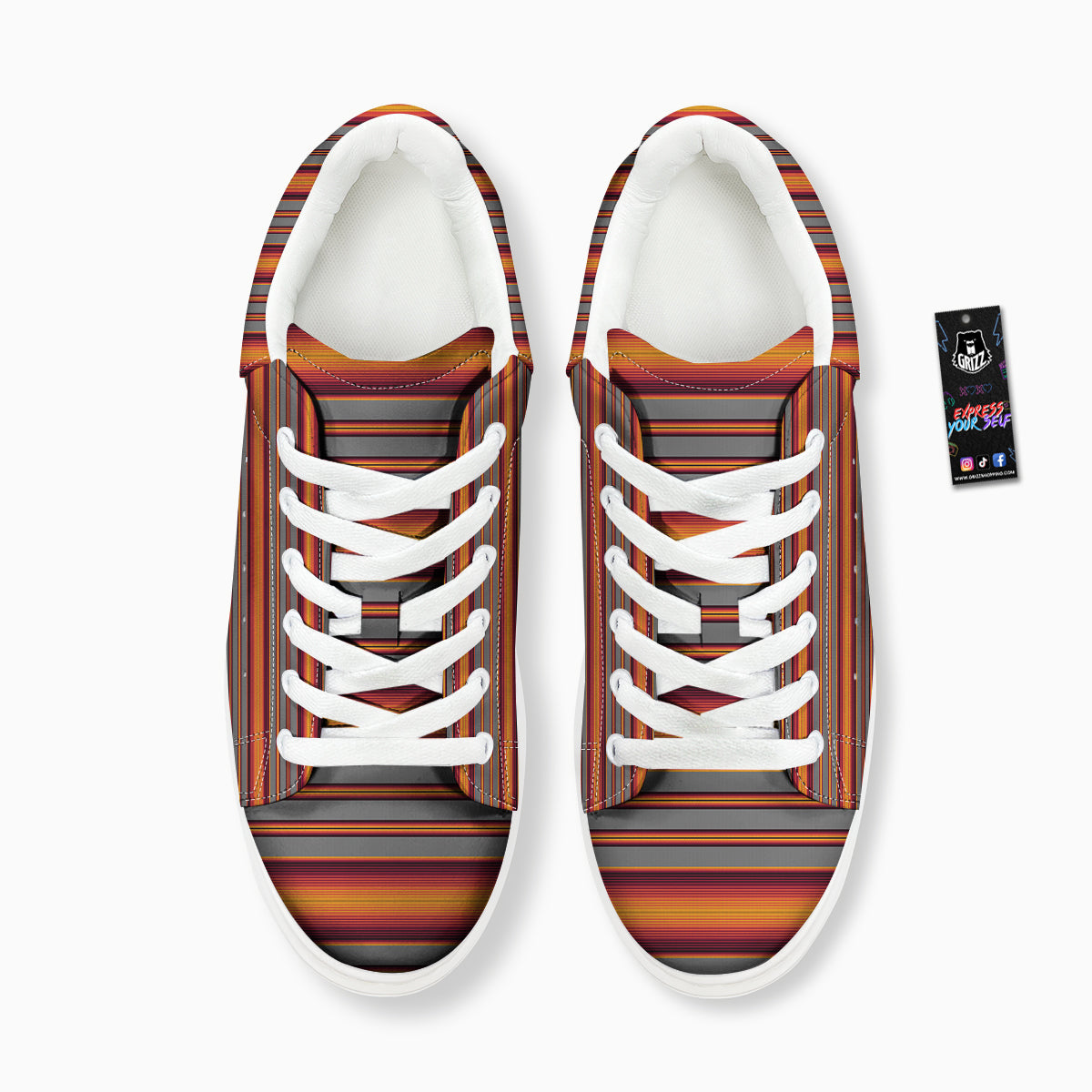 Mexican Serape Grey Orange Print Platform Shoes-grizzshop
