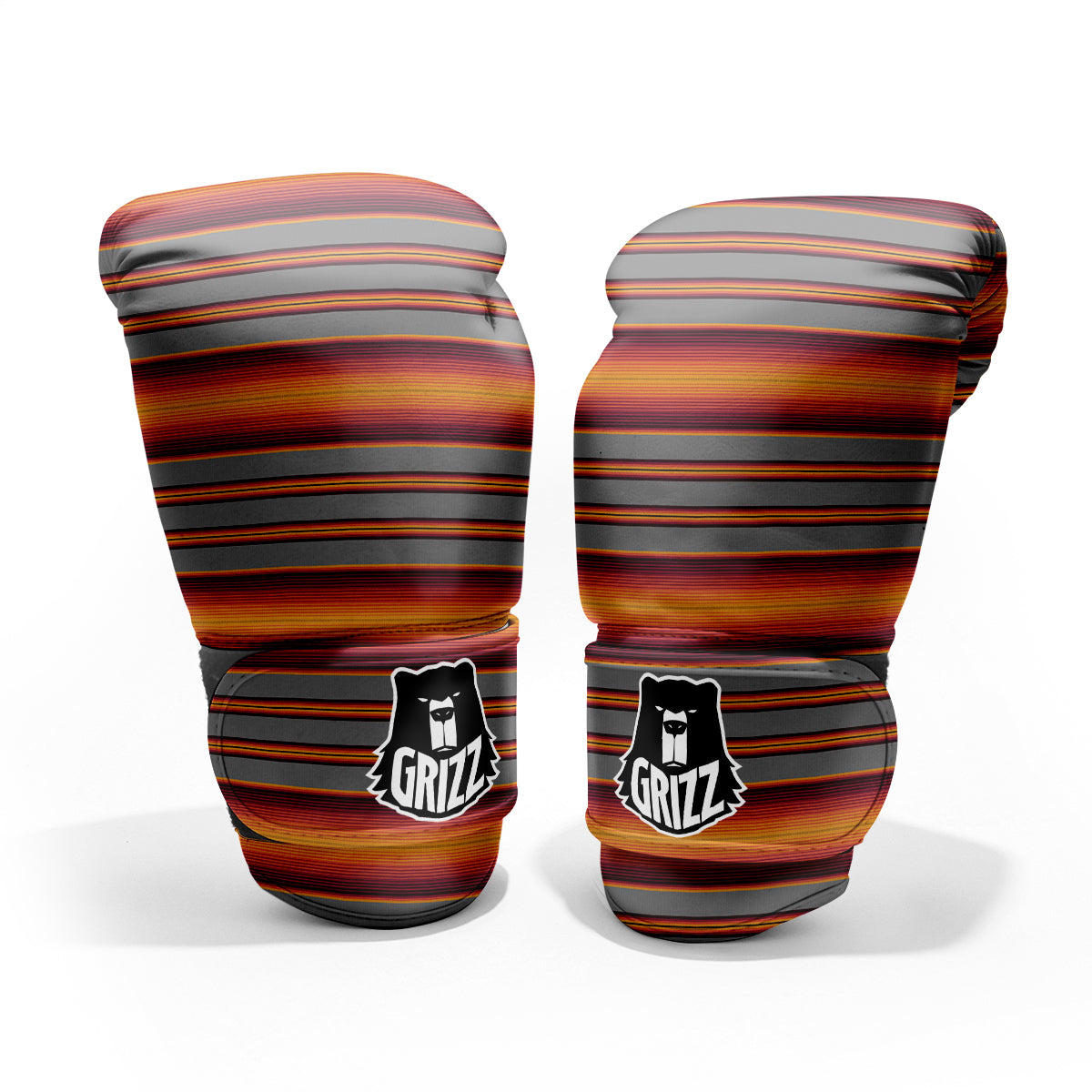 Mexican Serape Grey Orange Print Pro Boxing Glove