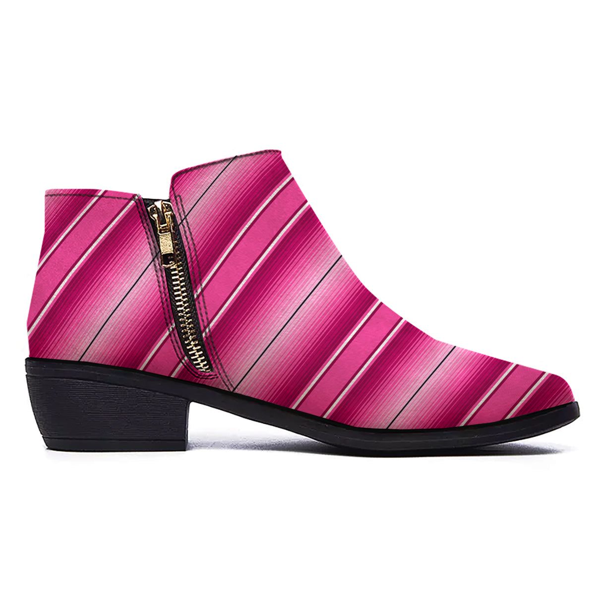 Mexican Serape Pink Print Ankle Boots-grizzshop