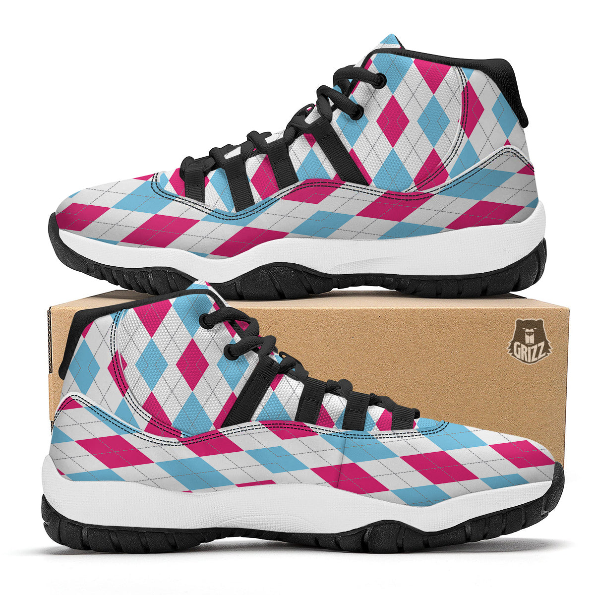 Mexican Serape Pink Print Black Bball Shoes-grizzshop