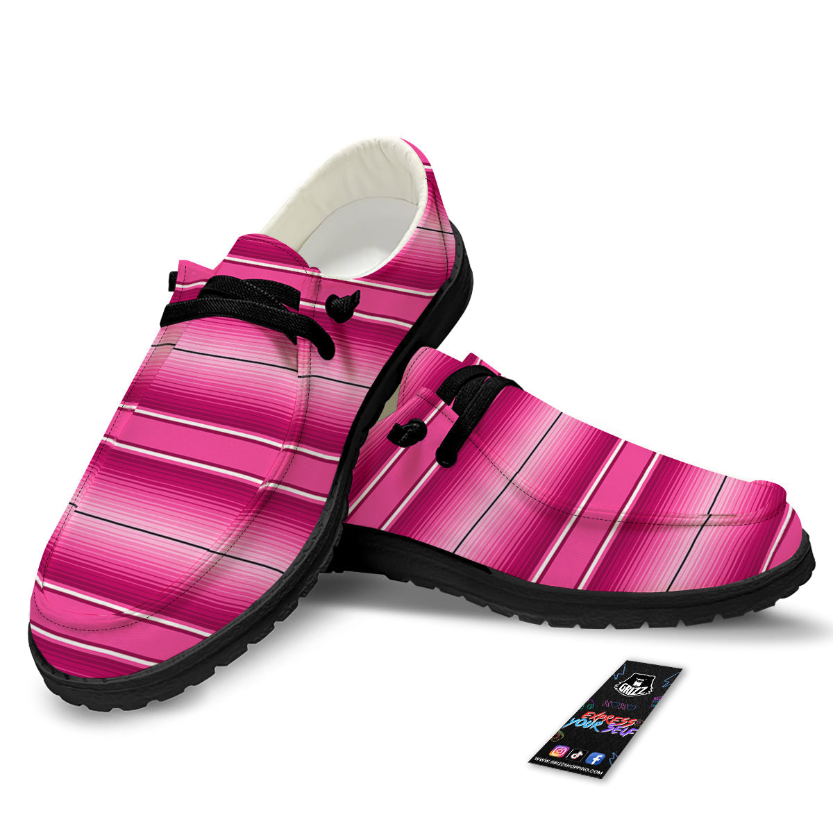 Mexican Serape Pink Print Black Loafers-grizzshop