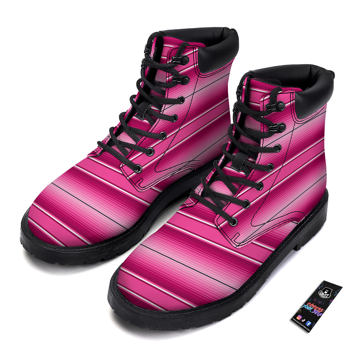 Mexican Serape Pink Print Boots-grizzshop
