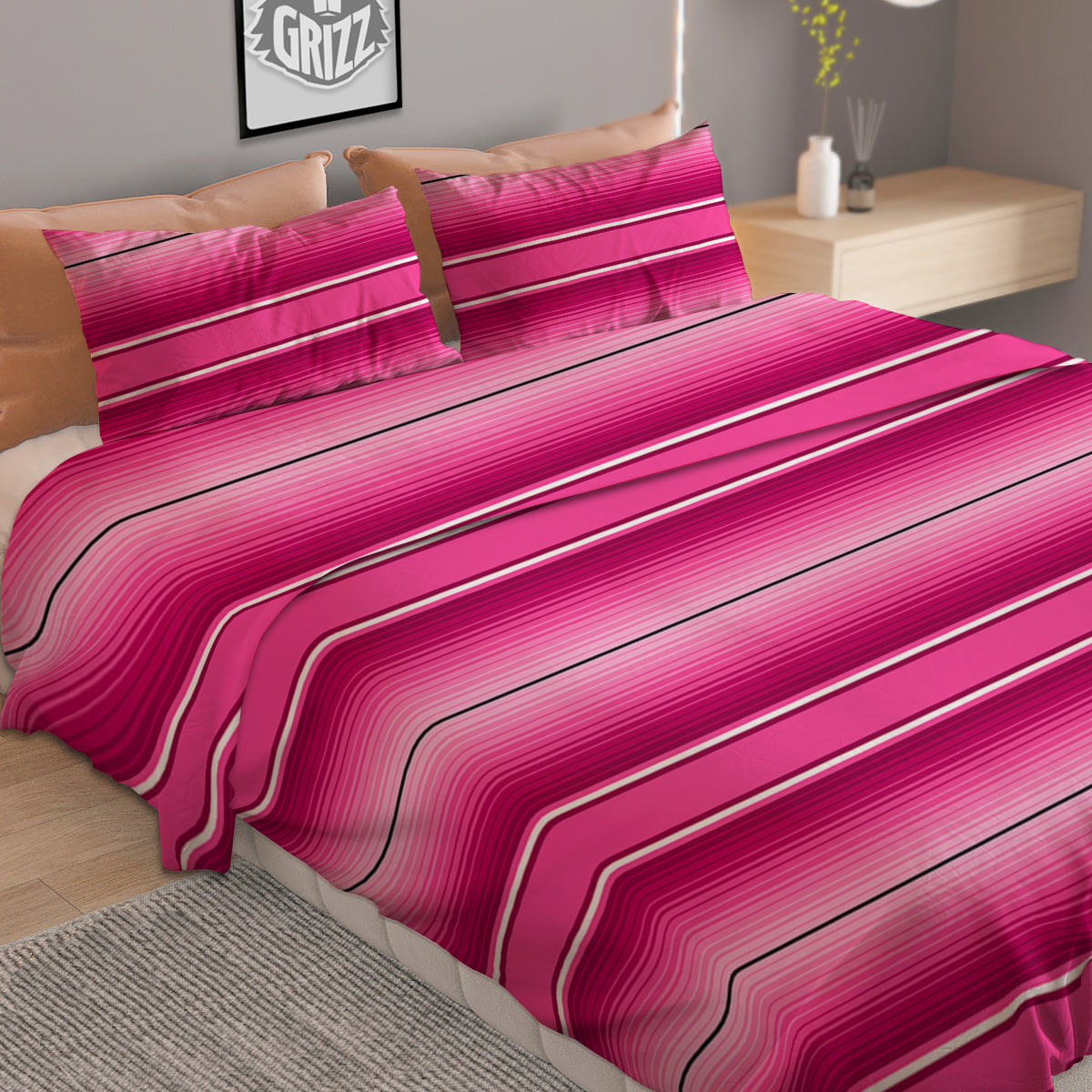 Mexican Serape Pink Print Duvet Cover Bedding Set