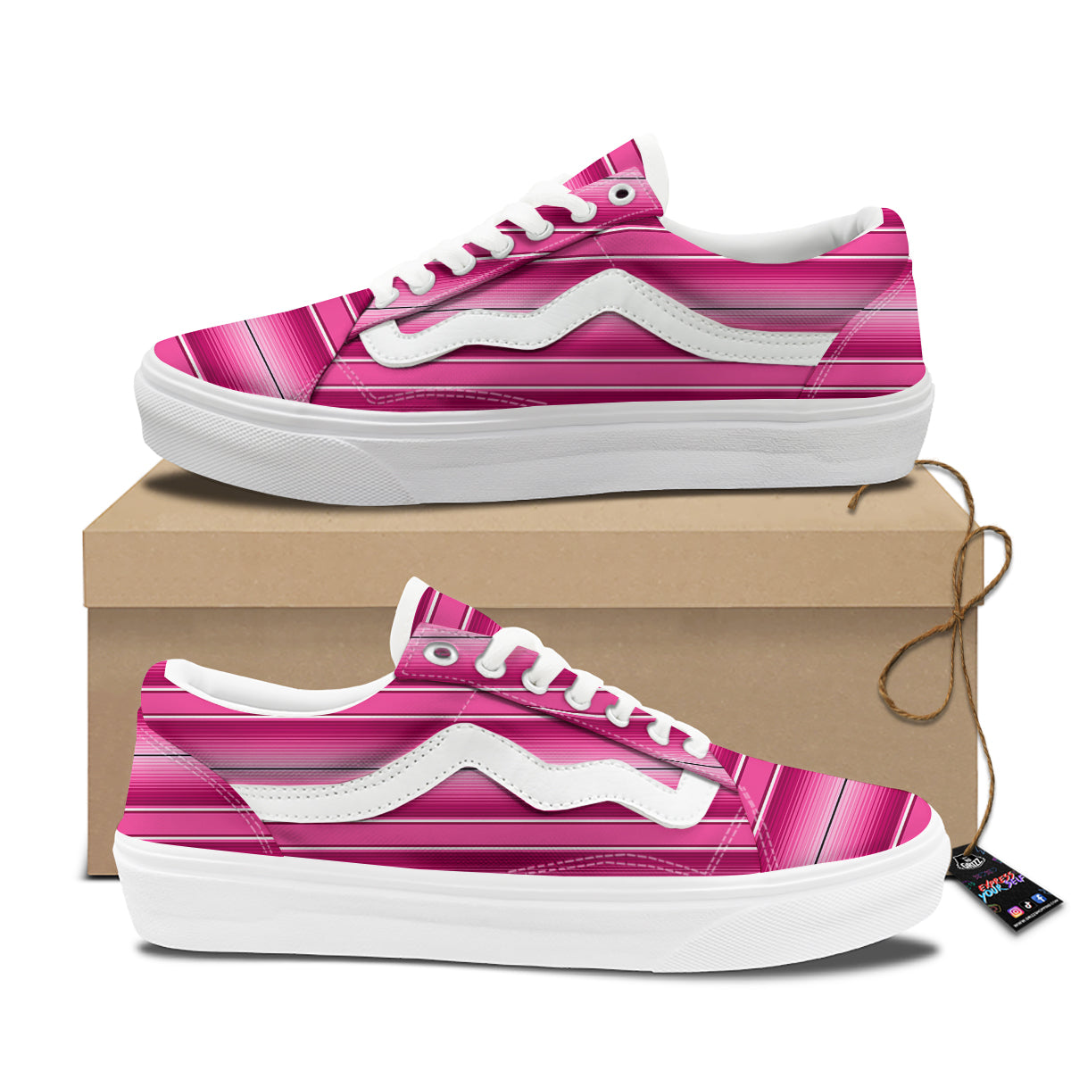 Mexican Serape Pink Print Skate Shoes-grizzshop