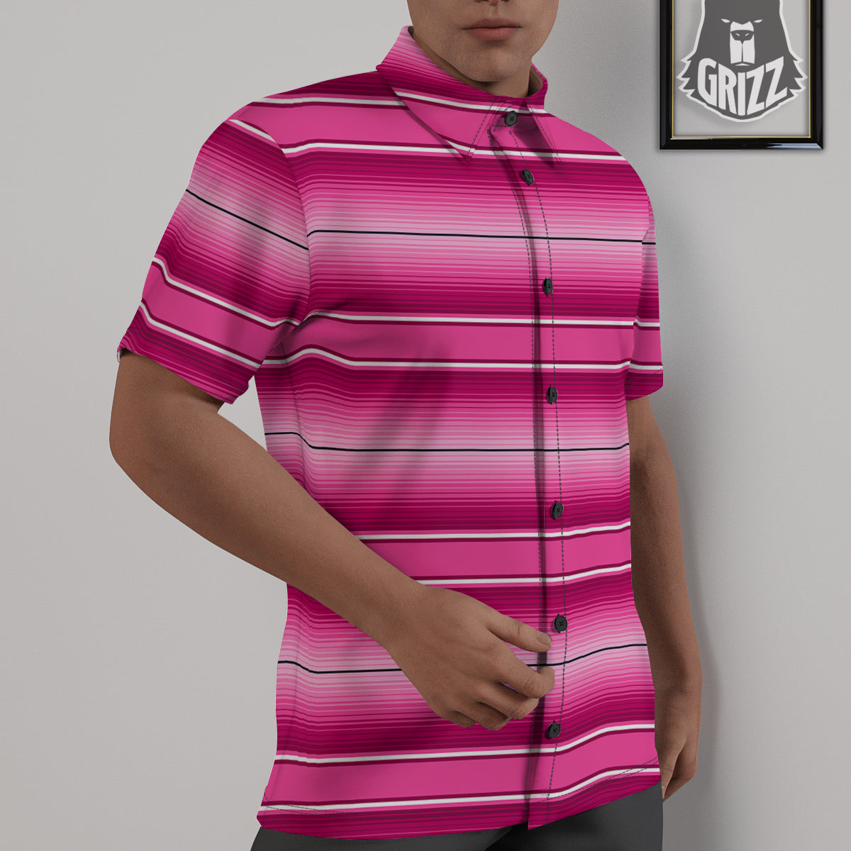 Mexican Serape Pink Print Untucked Shirts-grizzshop
