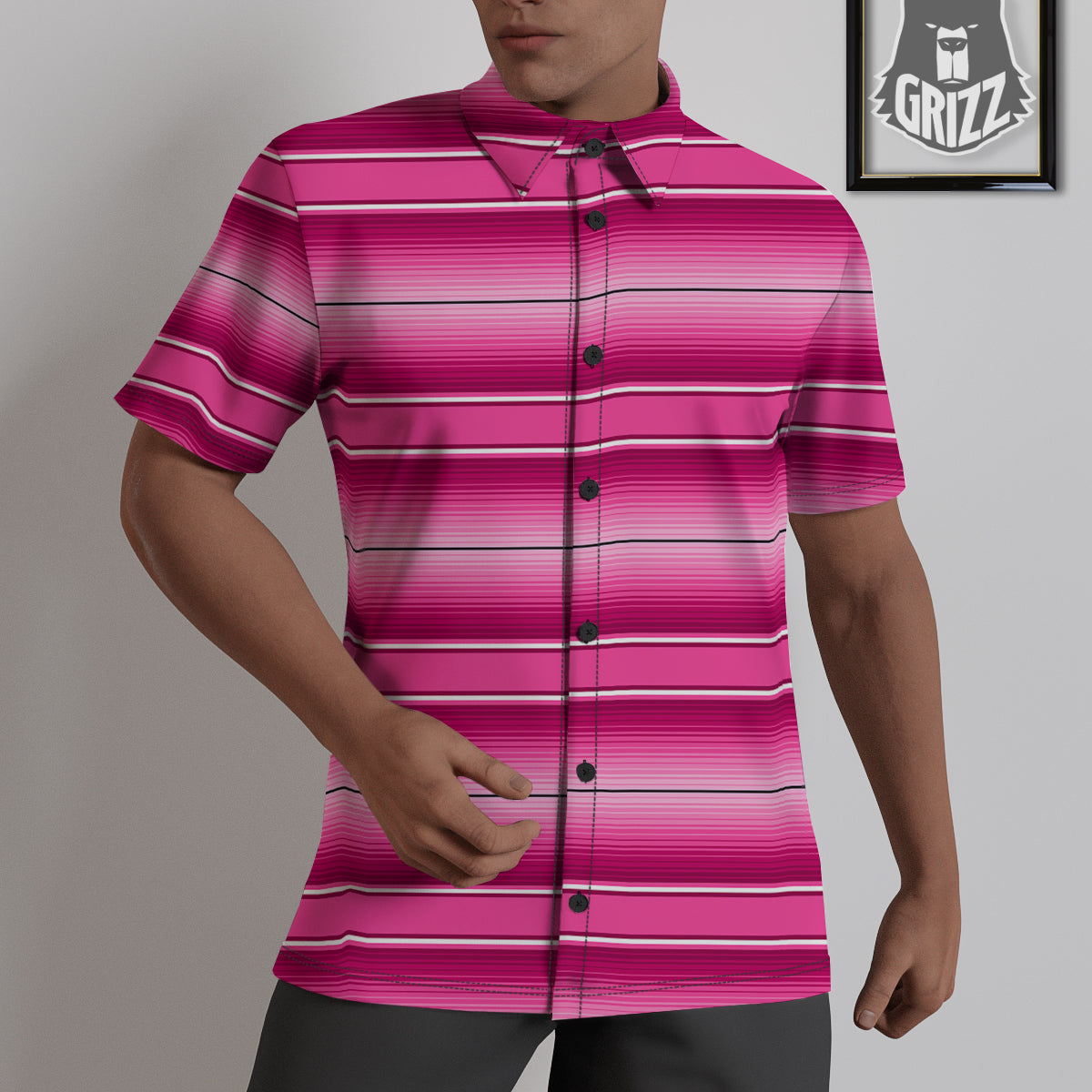 Mexican Serape Pink Print Untucked Shirts-grizzshop