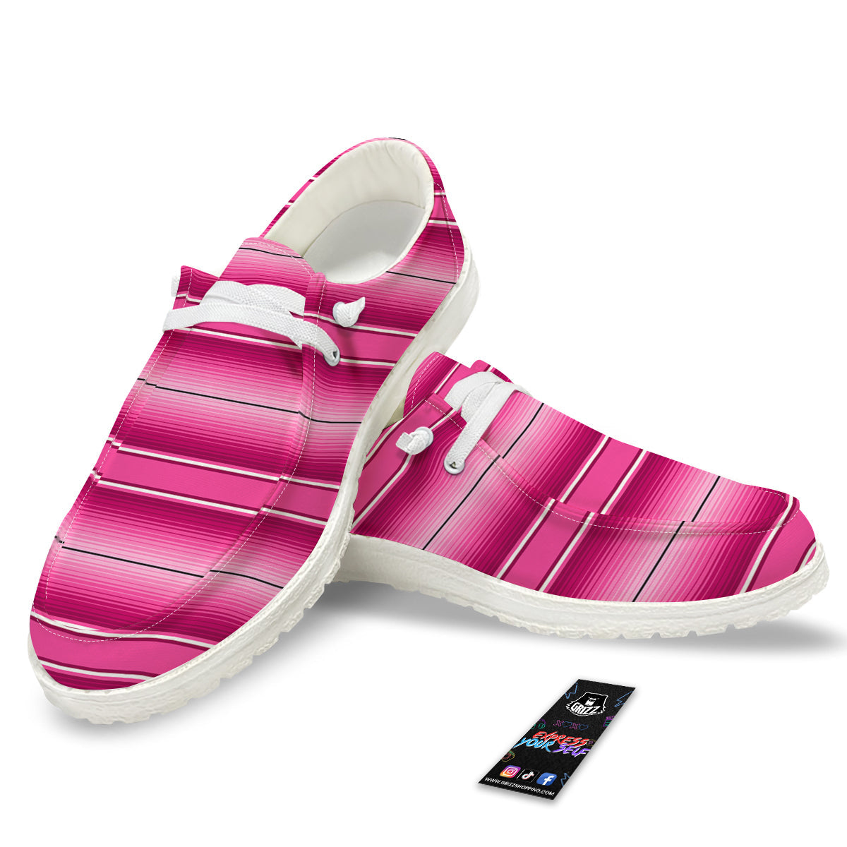 Mexican Serape Pink Print White Loafers-grizzshop
