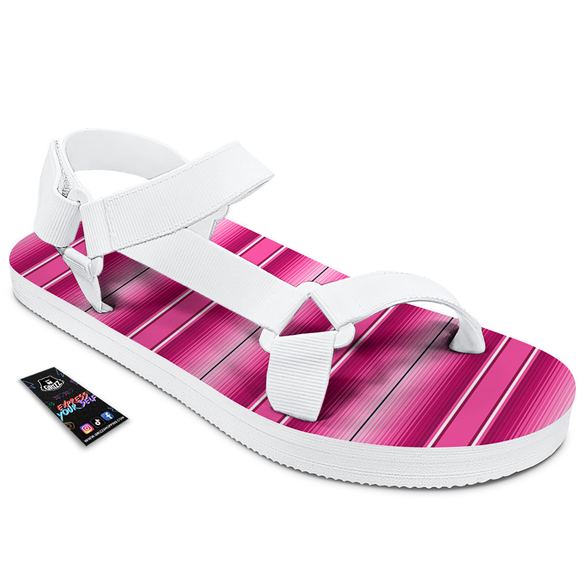 Mexican Serape Pink Print White Open Toe Sandals-grizzshop