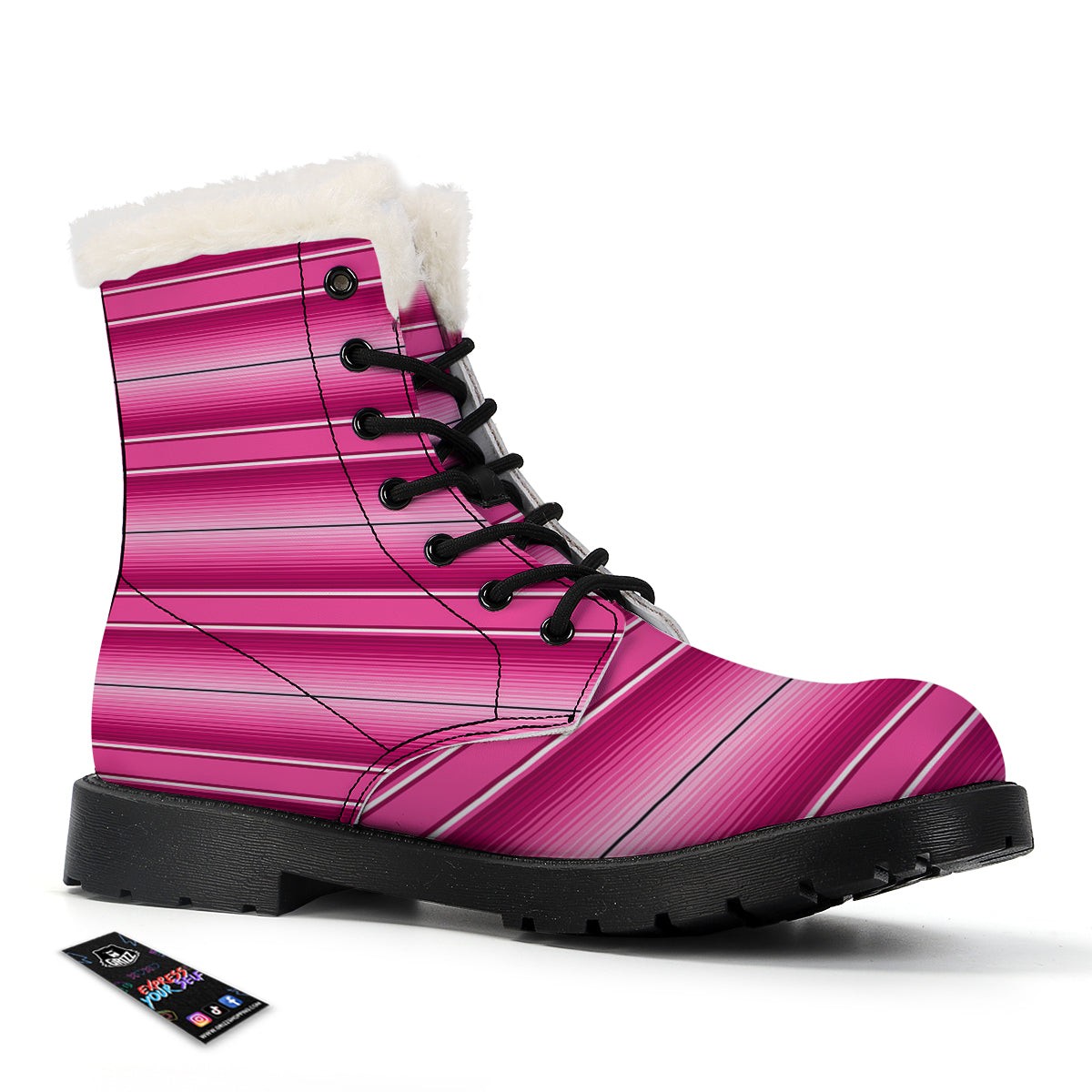 Mexican Serape Pink Print Winter Boots-grizzshop