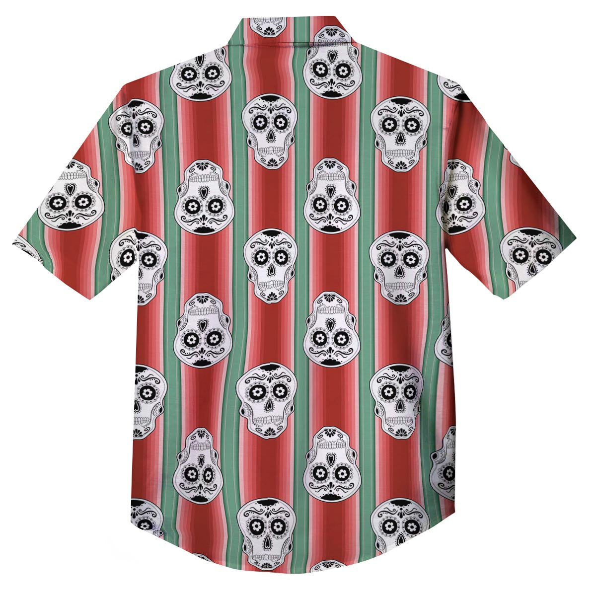 Mexican Serape Sugar Skull Print Pattern Button Up Shirt-grizzshop