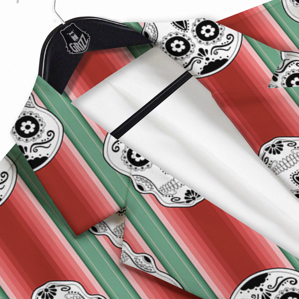 Mexican Serape Sugar Skull Print Pattern Men's Sport Coat-grizzshop