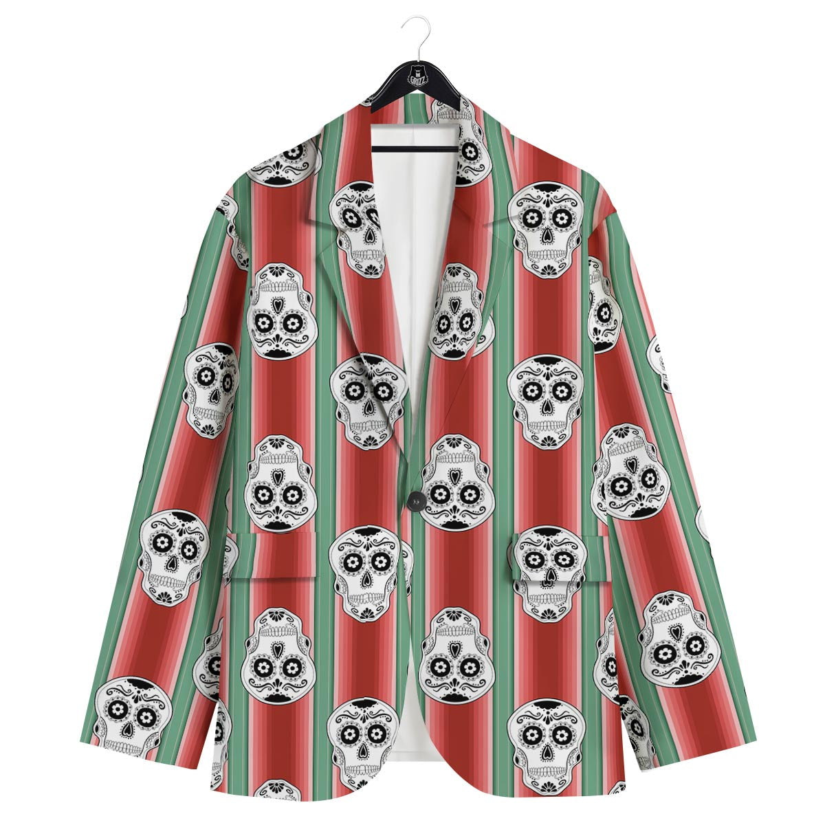 Mexican Serape Sugar Skull Print Pattern Men's Sport Coat-grizzshop