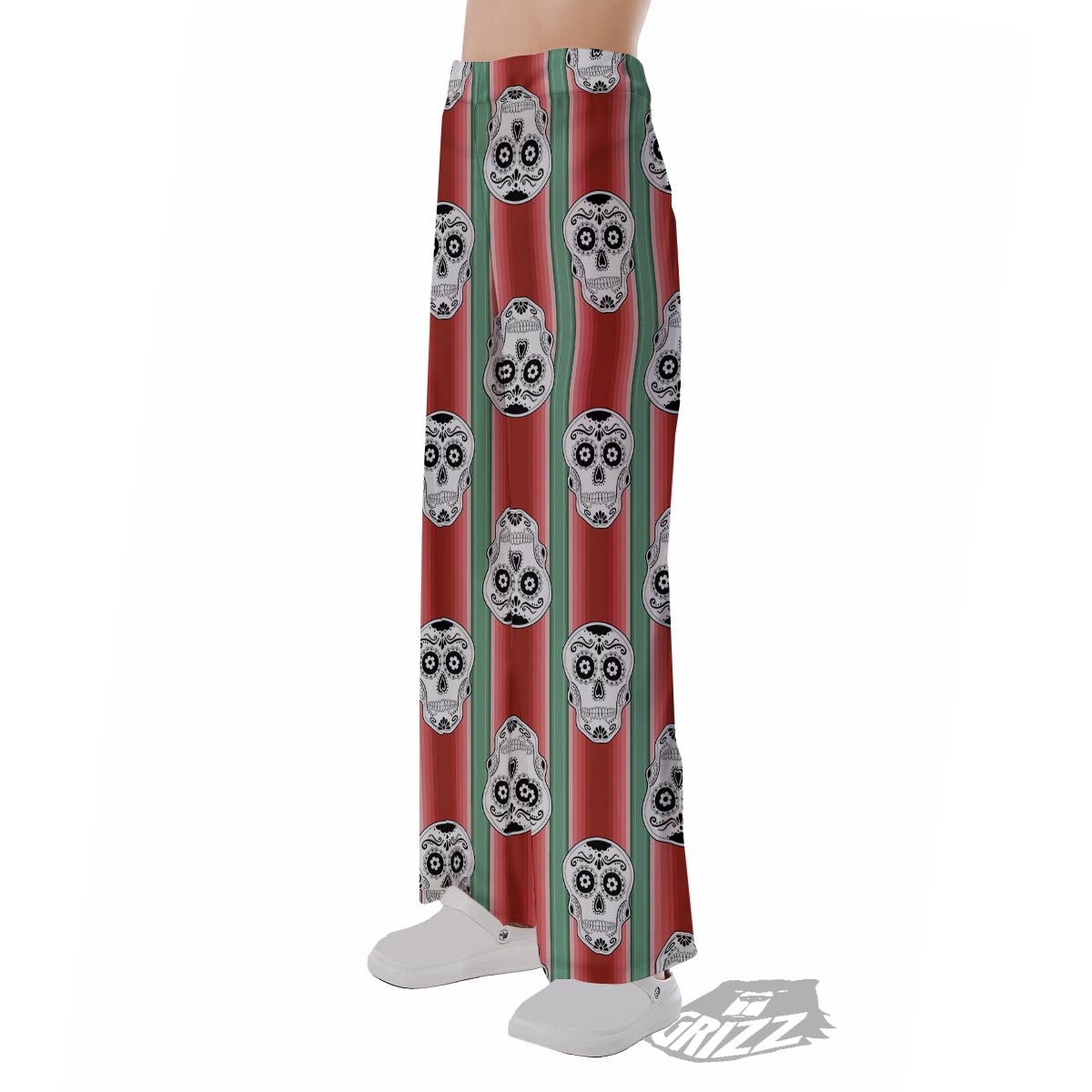 Mexican Serape Sugar Skull Print Pattern Pajama Pants-grizzshop