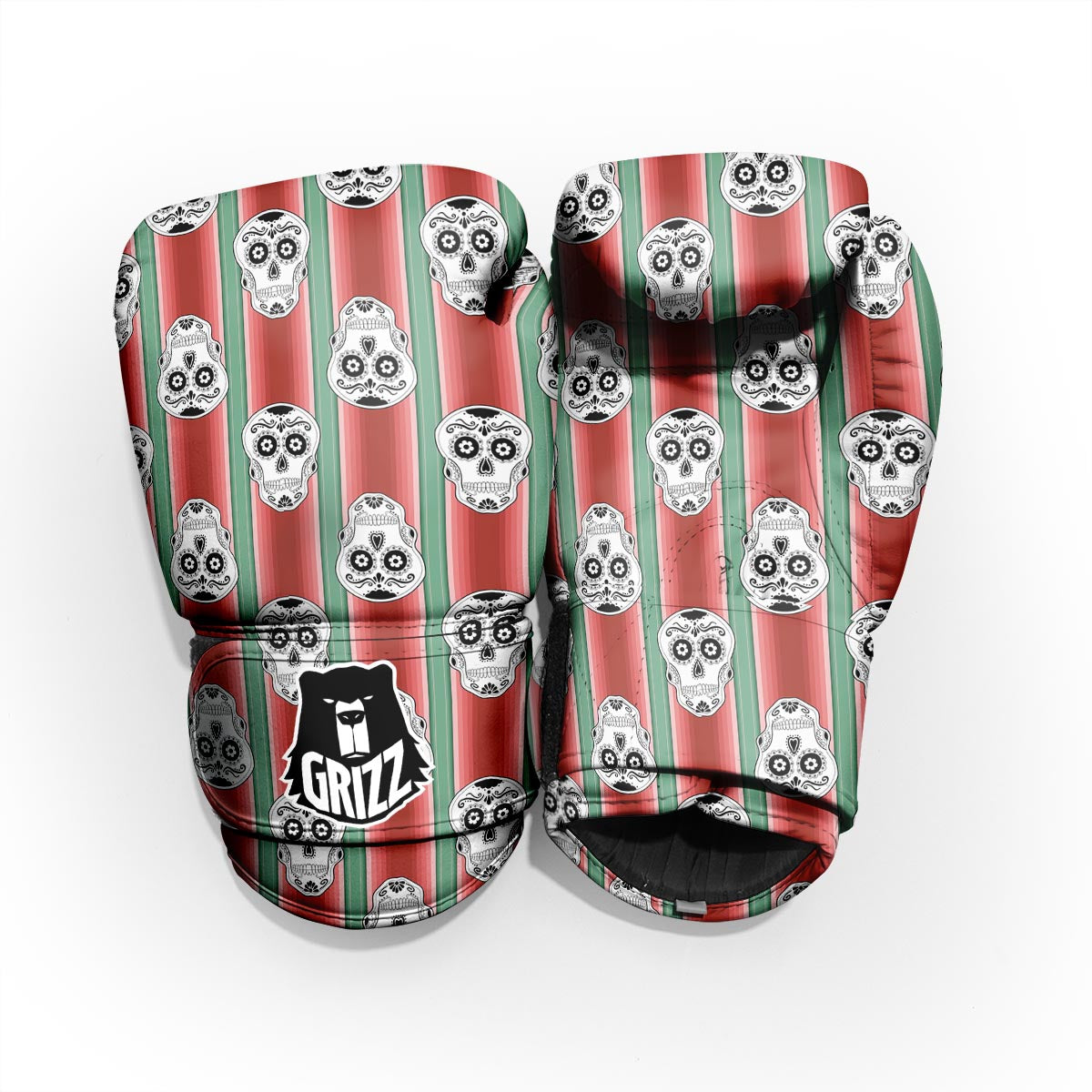 Mexican Serape Sugar Skull Print Pattern Pro Boxing Glove