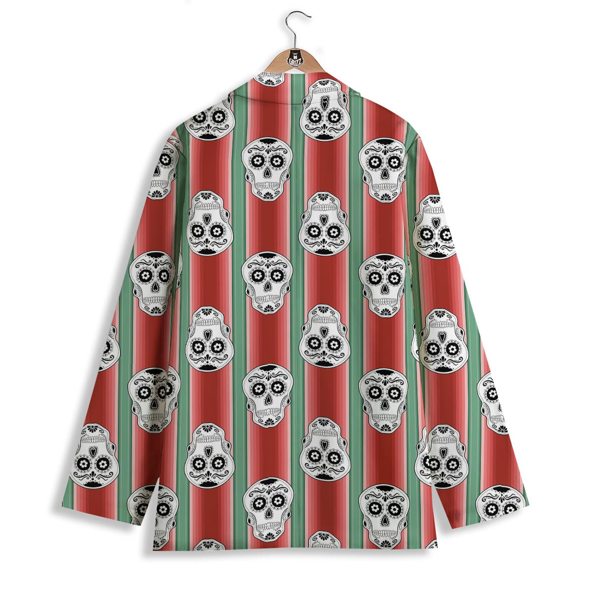 Mexican Serape Sugar Skull Print Pattern Women's Blazer-grizzshop