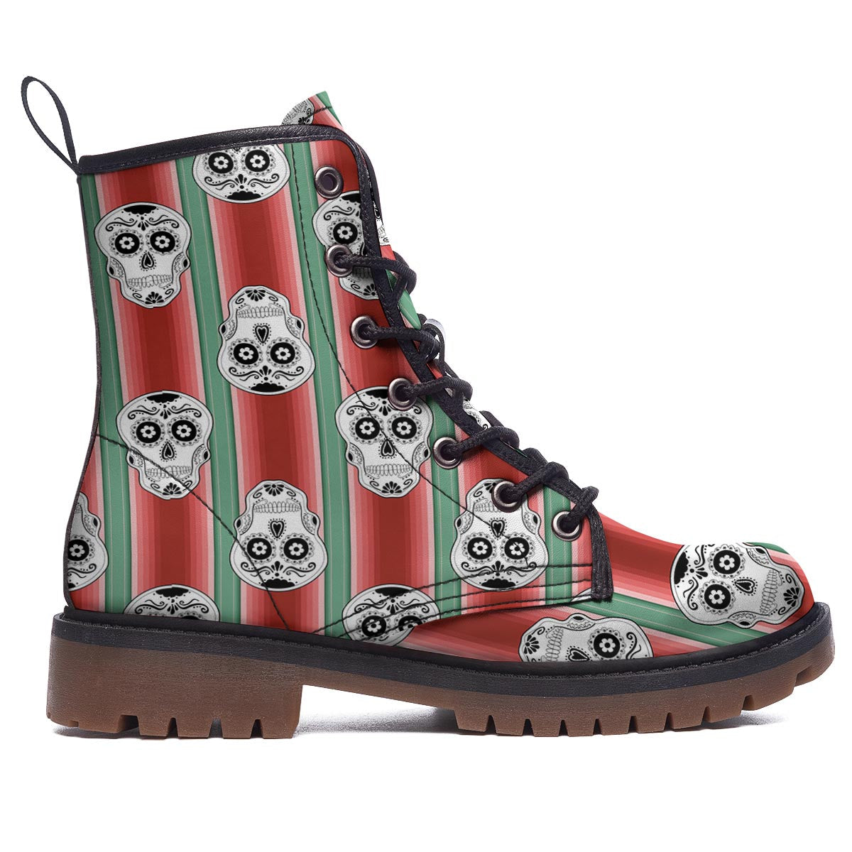 Mexican Serape Sugar Skull Print Pattern Work Boots-grizzshop