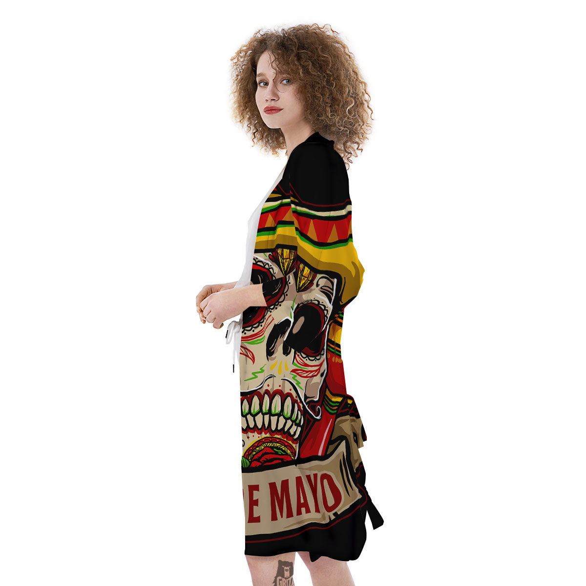 Mexican Skull Cinco de Mayo Print Kimono-grizzshop
