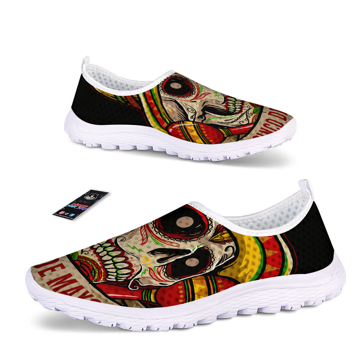 Mexican Skull Cinco de Mayo Print Nurse Shoes-grizzshop