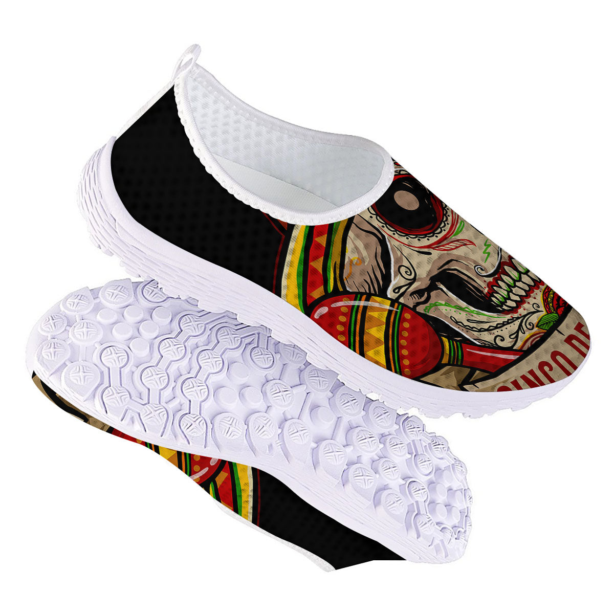 Mexican Skull Cinco de Mayo Print Nurse Shoes-grizzshop