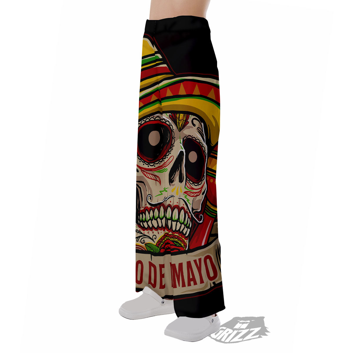 Mexican Skull Cinco de Mayo Print Pajama Pants-grizzshop