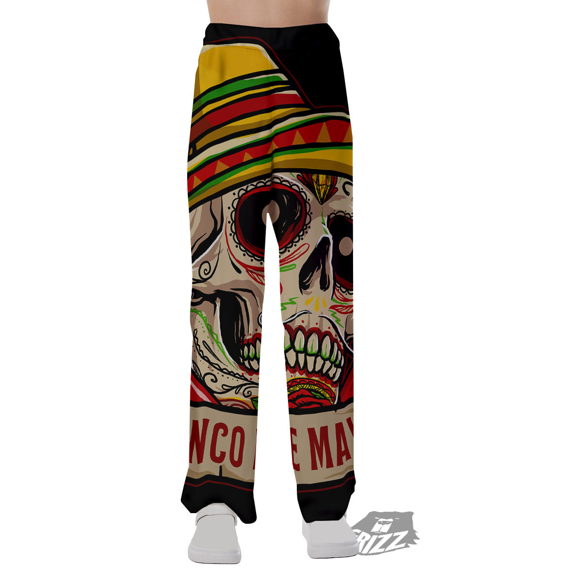 Mexican Skull Cinco de Mayo Print Pajama Pants-grizzshop