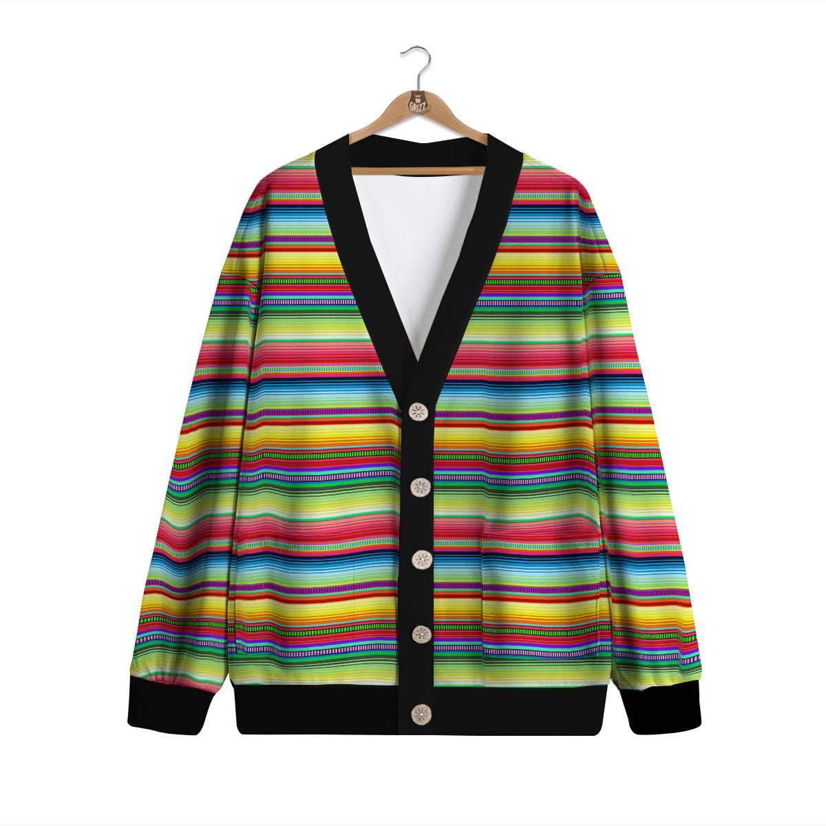 Mexican Stripe Cinco De Mayo Print Cardigan-grizzshop