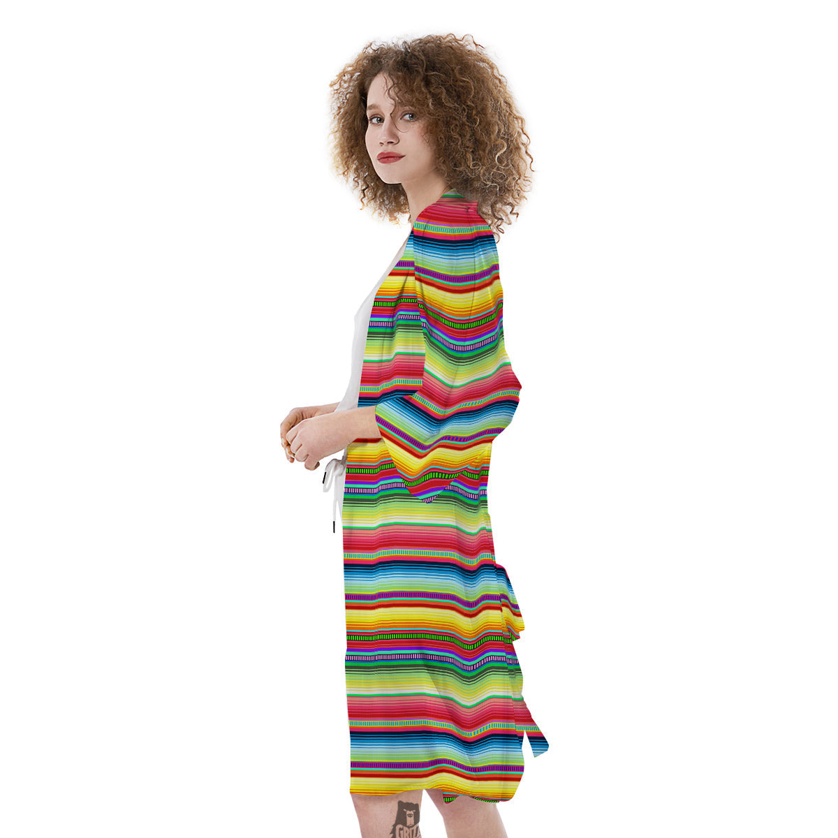 Mexican Stripe Cinco De Mayo Print Kimono-grizzshop