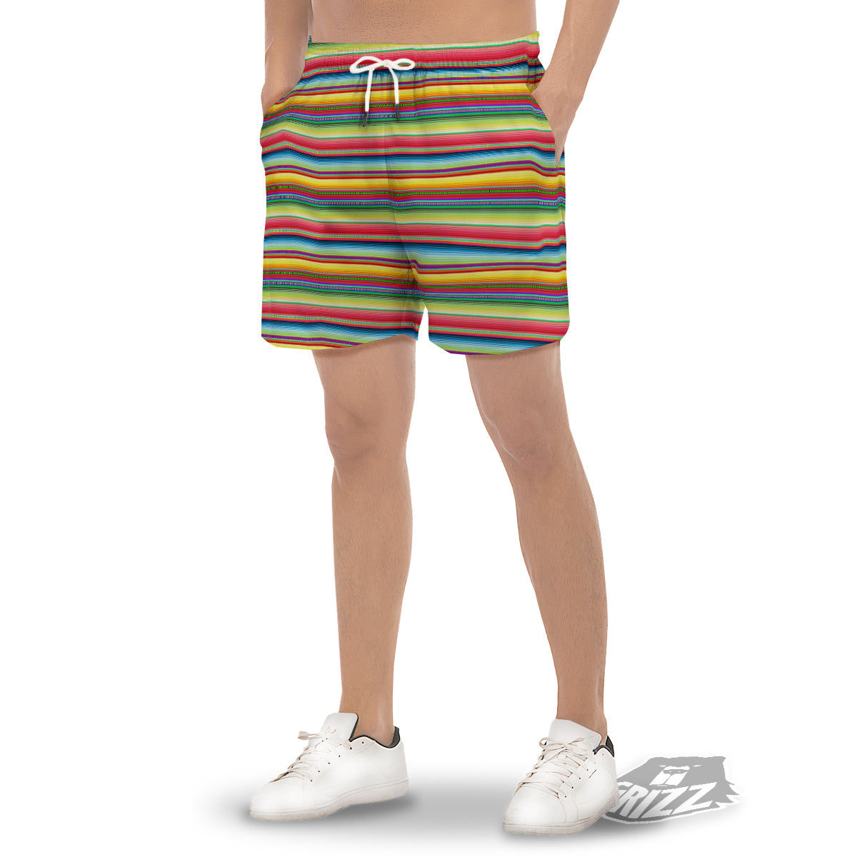 Mexican Stripe Cinco De Mayo Print Men's Gym Shorts-grizzshop