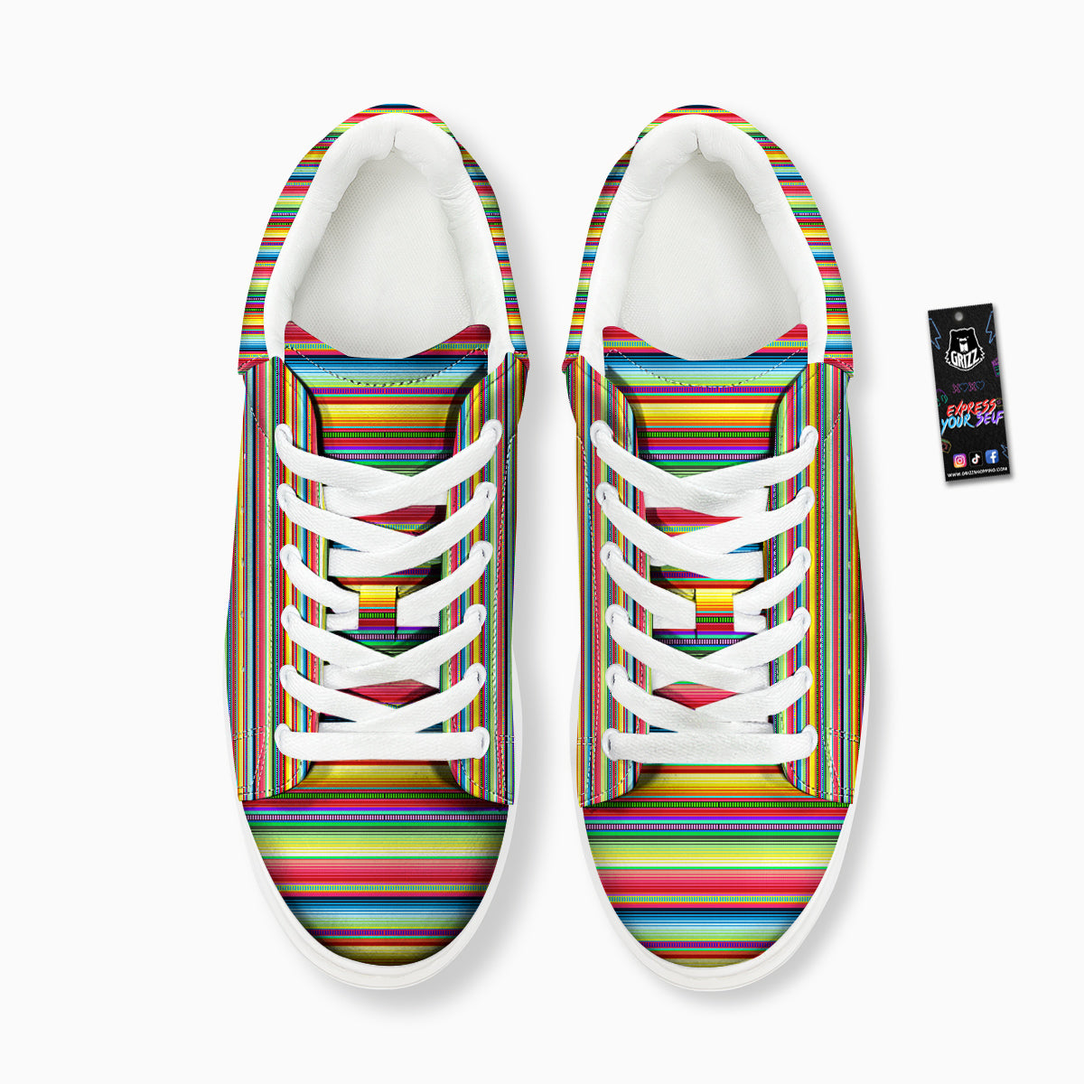 Mexican Stripe Cinco De Mayo Print Platform Shoes-grizzshop