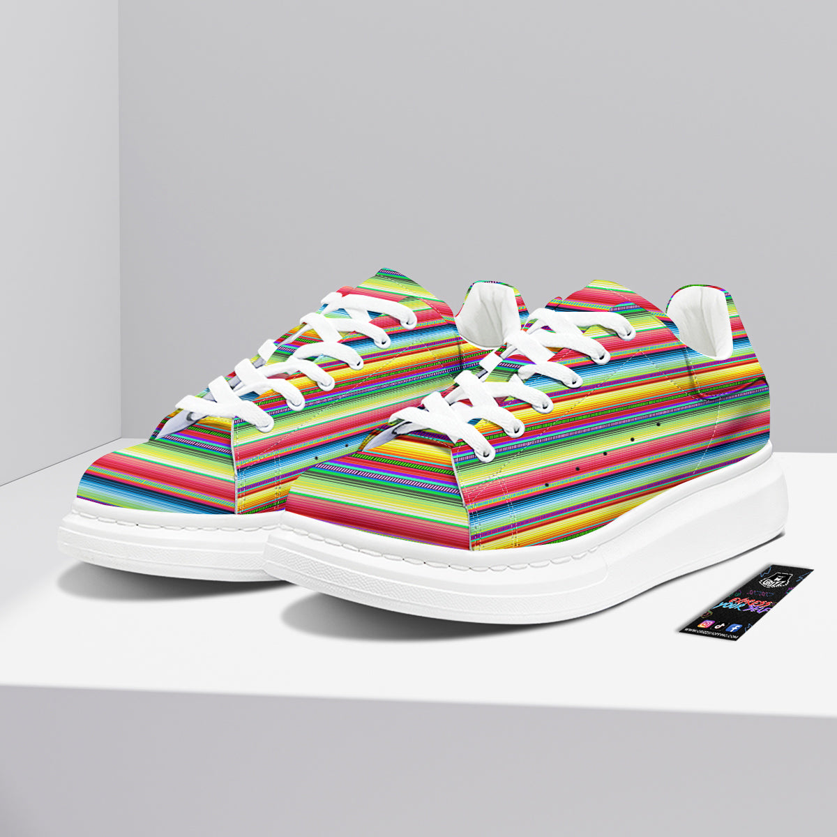 Mexican Stripe Cinco De Mayo Print Platform Shoes-grizzshop